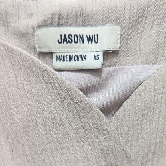 Jason Wu Cropped Button Up Top XS Beige Taupe Crepe Mother of Pearl Buttons NWT - Picture 5 of 8